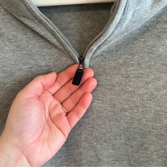 Joseph A. Bank Pima Cotton Quarter Zip Business Casual Sweater, Gray, Medium - Picture 4 of 11